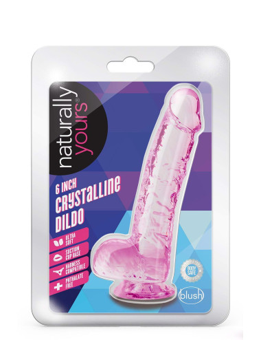 NATURALLY YOURS 6 INCH CRYSTALLINE DILDO ROSE - Dildo Żelowy TPE, Zabawki, Harness Compatible