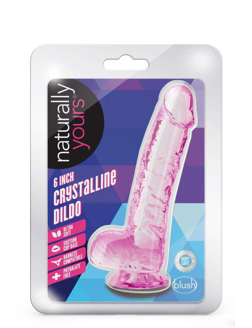 NATURALLY YOURS 6 INCH CRYSTALLINE DILDO ROSE - Dildo Żelowy TPE, Zabawki, Harness Compatible