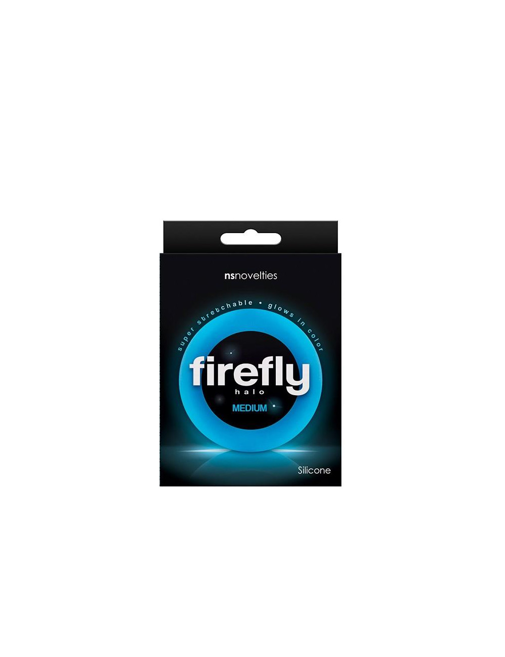 Firefly Halo Medium Blue: Pierścień na penisa bez wibracji, świecący w ciemności silikonowy