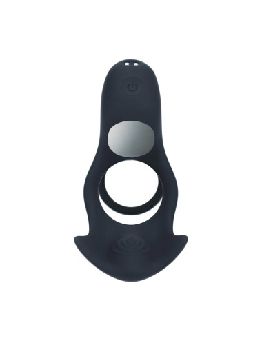Triple Motor Vibrating Silicone Cockring - Black