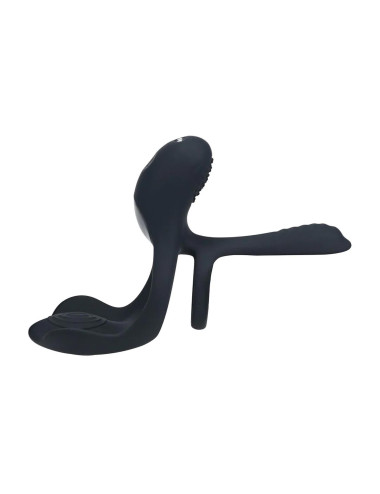 Triple Motor Vibrating Silicone Cockring - Black