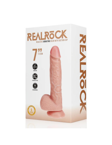 Vibrating Regular Straight Cock with Balls - 7" / 18 cm - Flesh