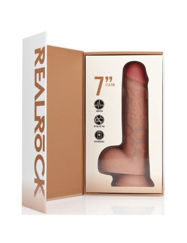 Vibrating Regular Straight Cock with Balls - 7" / 18 cm - Flesh