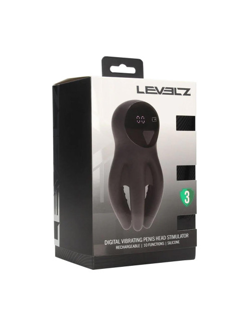 Digital Vibrating Silicone Penis Head Stimulator with Tentacles - Black