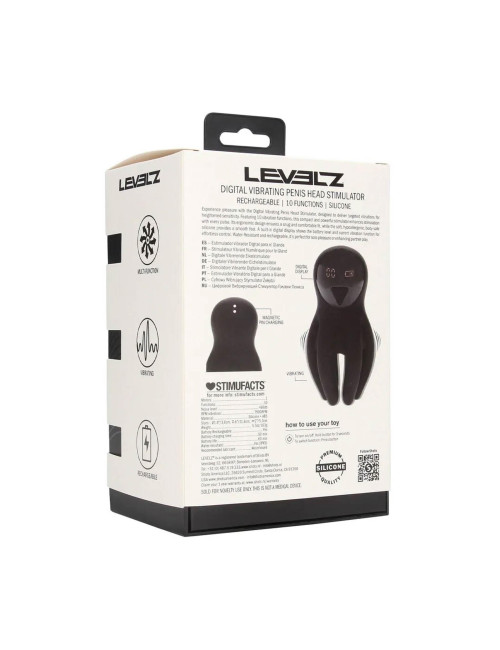 Digital Vibrating Silicone Penis Head Stimulator with Tentacles - Black