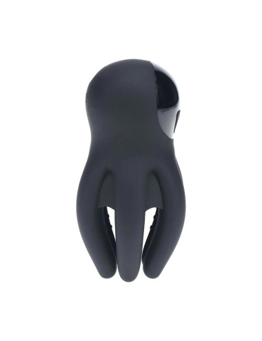 Digital Vibrating Silicone Penis Head Stimulator with Tentacles - Black