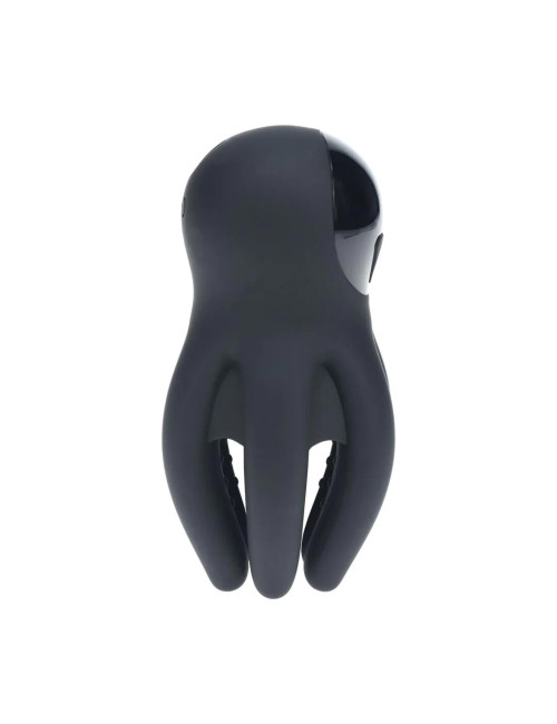 Digital Vibrating Silicone Penis Head Stimulator with Tentacles - Black