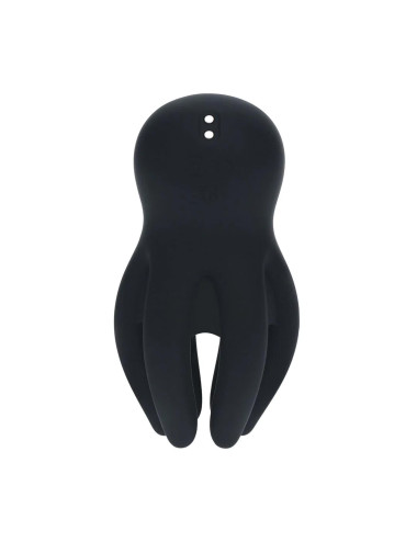 Digital Vibrating Silicone Penis Head Stimulator with Tentacles - Black