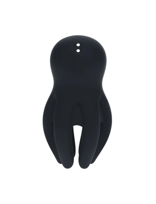 Digital Vibrating Silicone Penis Head Stimulator with Tentacles - Black