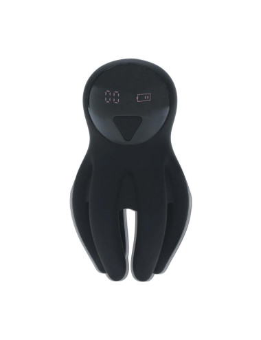 Digital Vibrating Silicone Penis Head Stimulator with Tentacles - Black