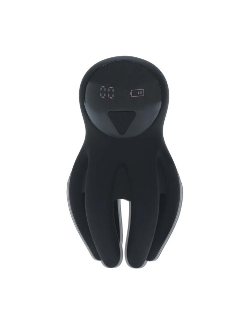 Digital Vibrating Silicone Penis Head Stimulator with Tentacles - Black