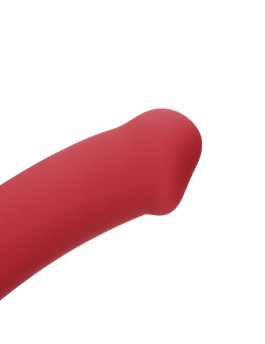 Non-Phallic Vibrating Dildo - Large - Raspberry Red