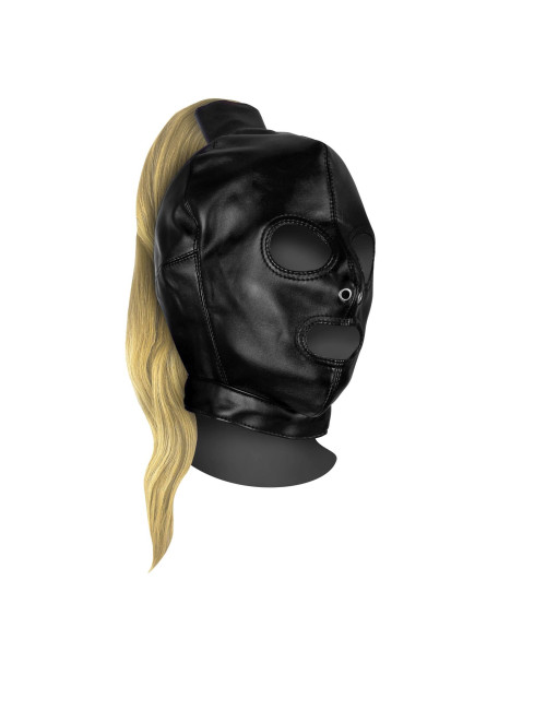 Maska BDSM z blond kucykiem czarna