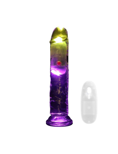 Realistyczny Wibrator LED - Dildo 18 cm przezroczysty, z przyssawką