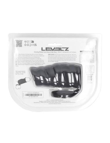 Vibrating Ribbed Silicone Cock Sleeve and Ball Ring - Black