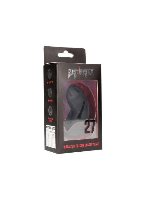 Model 27 Ultra Soft Silicone Chastity Cage Black - Pas Cnoty BDSM