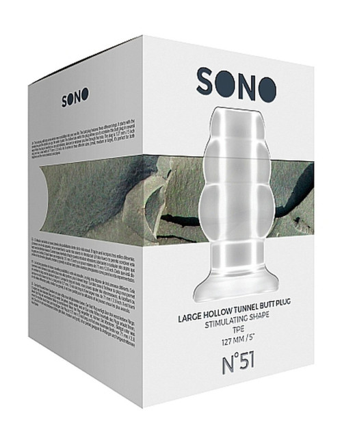 Sono No.51 - Duży drążony korek analny z tunelem 13 cm (Transparentny)