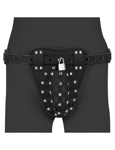 Ouch! Skórzany Jockstrap z Pasem Czystości PU Czarny