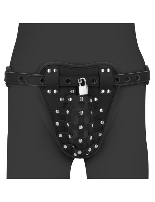 Ouch! Skórzany Jockstrap z Pasem Czystości PU Czarny