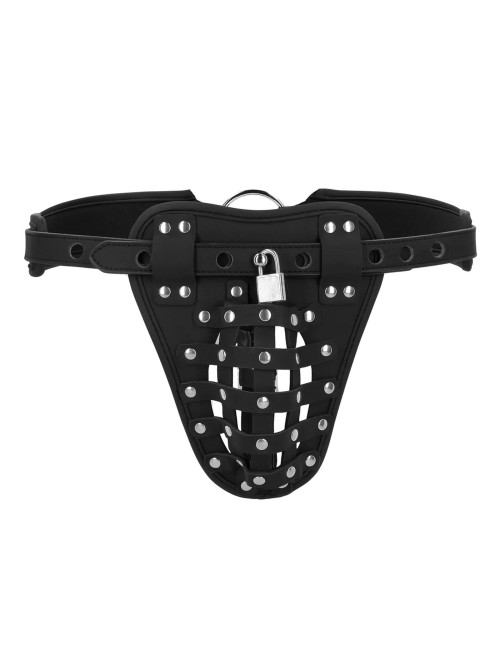Ouch! Skórzany Jockstrap z Pasem Czystości PU Czarny