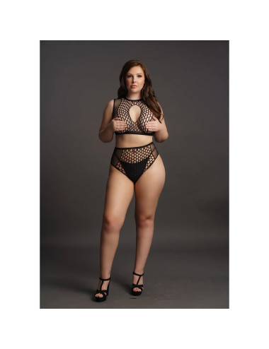 Duo Net Key-Hole Bra Set - Plus Size