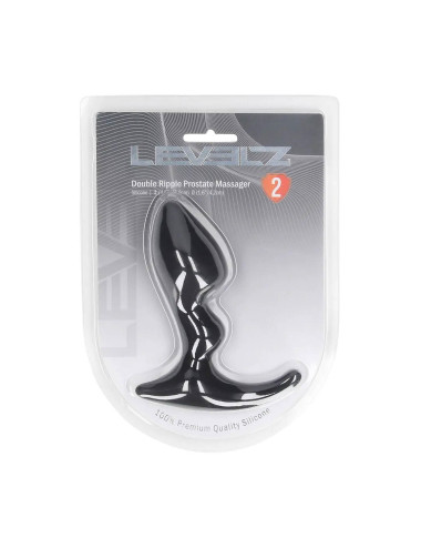 Double Ripple Silicone Prostate Massager - Black