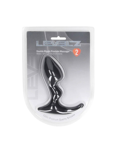 Double Ripple Silicone Prostate Massager - Black