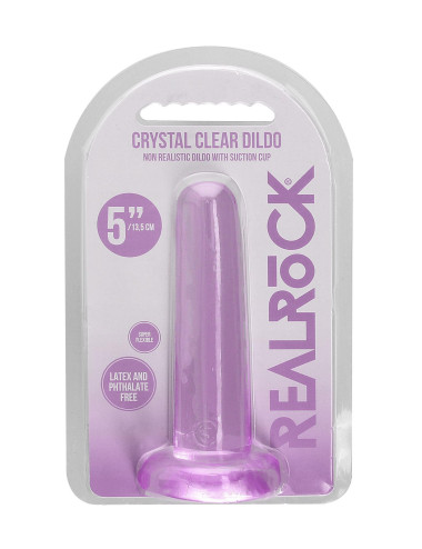 RealRock Gładkie Dildo z Przyssawką 13,5 cm Fioletowe