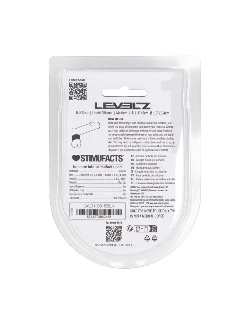 Levelz Liquid Silicone Pasek na Jądra Rozmiar M Czarny