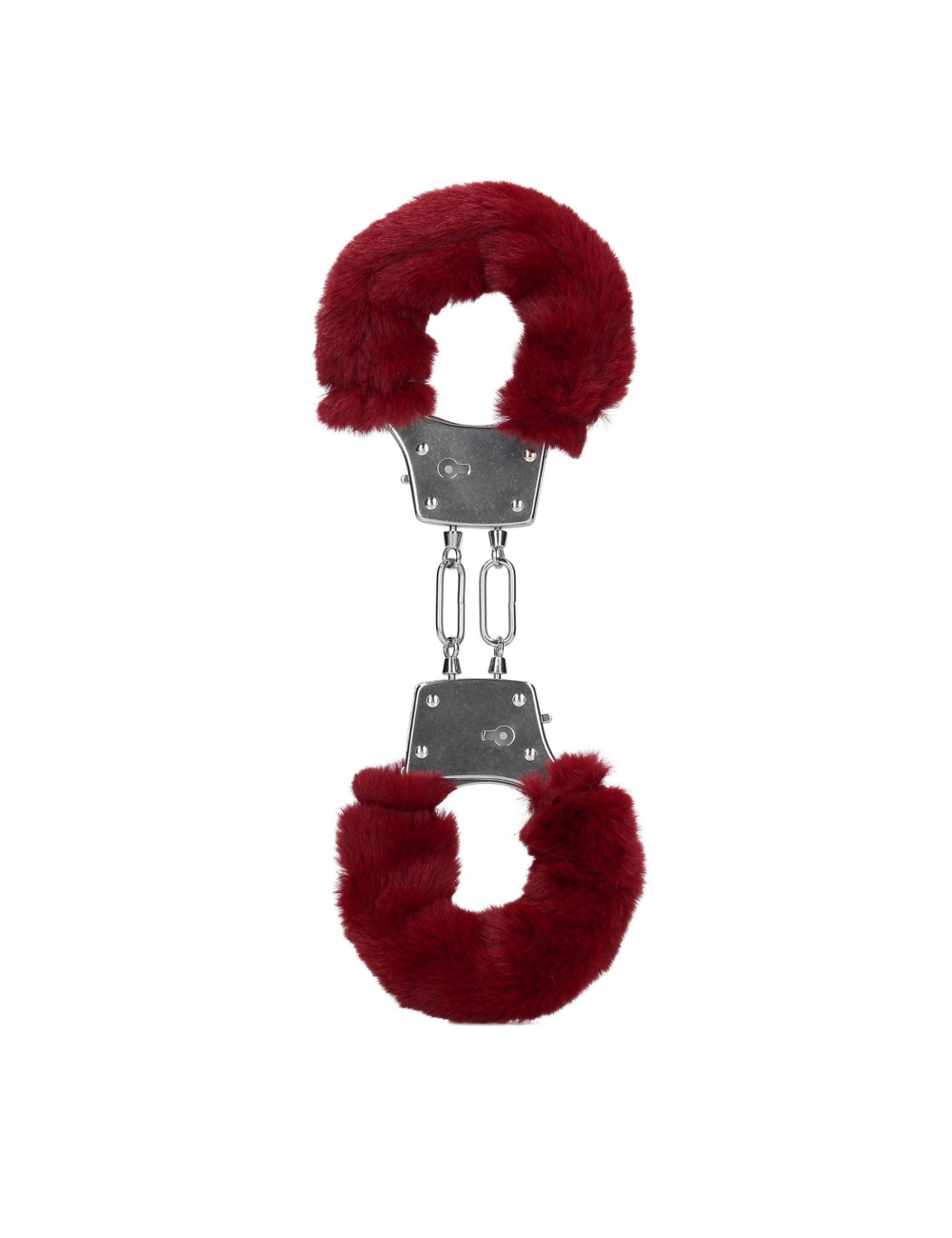 Furry Metal Hand Cuffs - Red