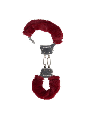 Furry Metal Hand Cuffs - Red