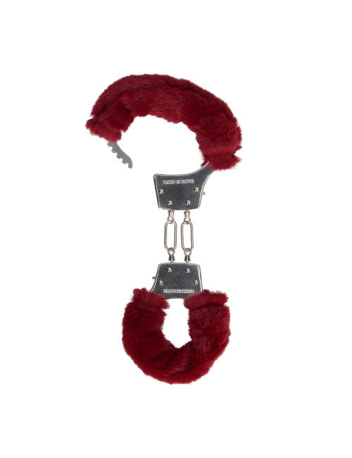 Furry Metal Hand Cuffs - Red