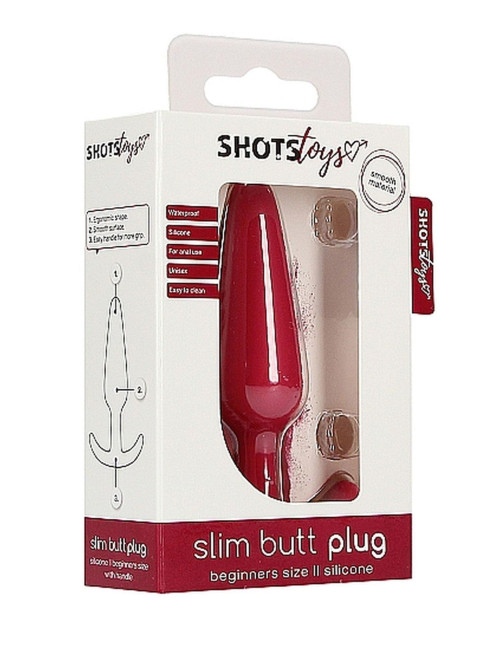 ShotsToys Slim Butt Plug Red - silikonowy korek analny czerwony