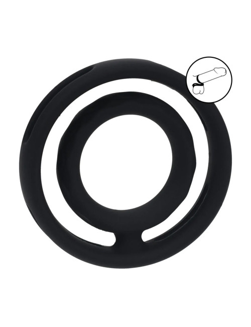 Classic Grooved Silicone Cock and Ball Ring - Black