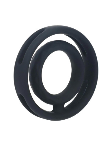 Classic Grooved Silicone Cock and Ball Ring - Black