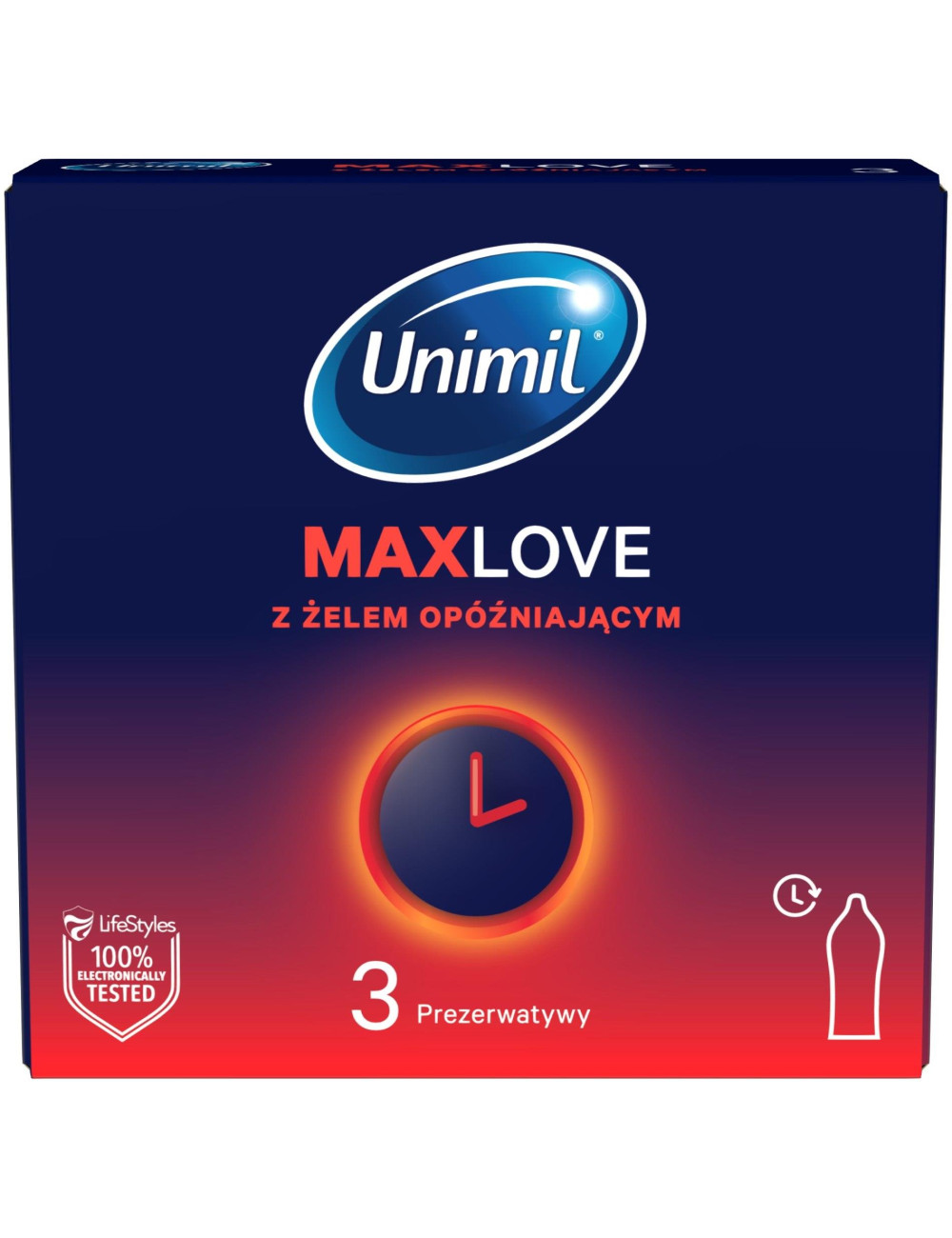 Unimil Max Love Zestaw Prezerwatyw Opóźniających z Benzokainą 3 szt.