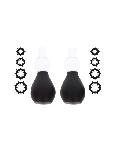 Nipple Enlargers with 8 Rings Black