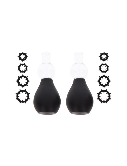 Nipple Enlargers with 8 Rings Black