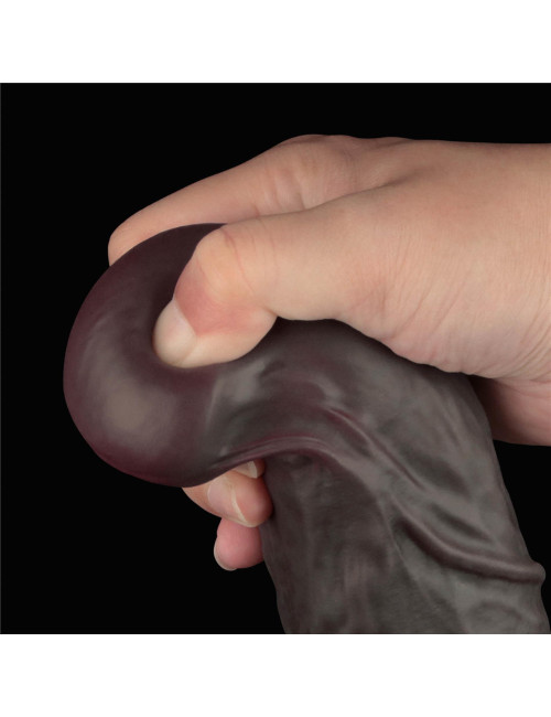 Realistyczne dildo silikonowe XXL z przyssawką LoveToy czarne