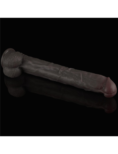 Realistyczne dildo silikonowe XXL z przyssawką LoveToy czarne