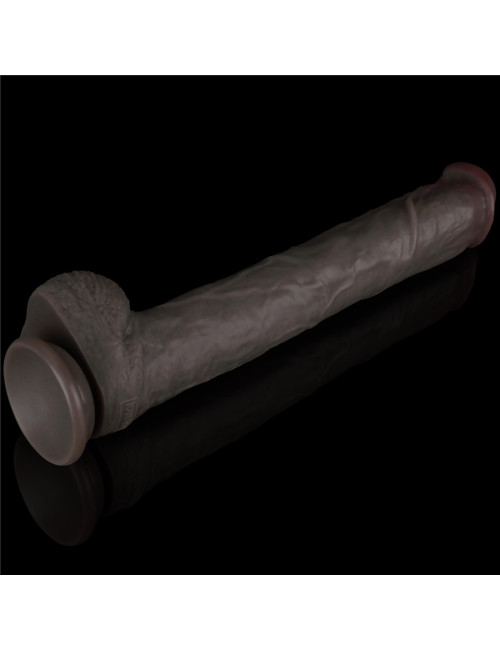 Realistyczne dildo silikonowe XXL z przyssawką LoveToy czarne