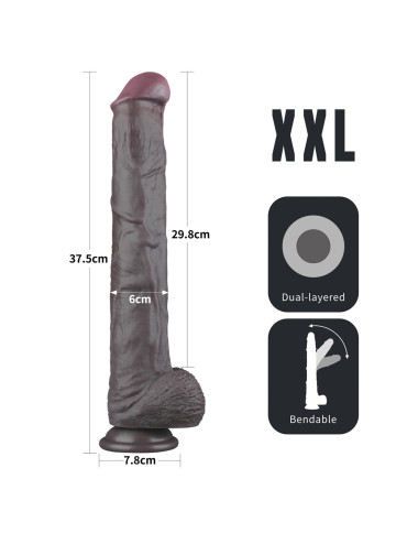 14.5'' Dual Layered Bendable Silicone Cock XXL(Black)