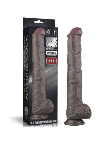 14.5'' Dual Layered Bendable Silicone Cock XXL(Black)
