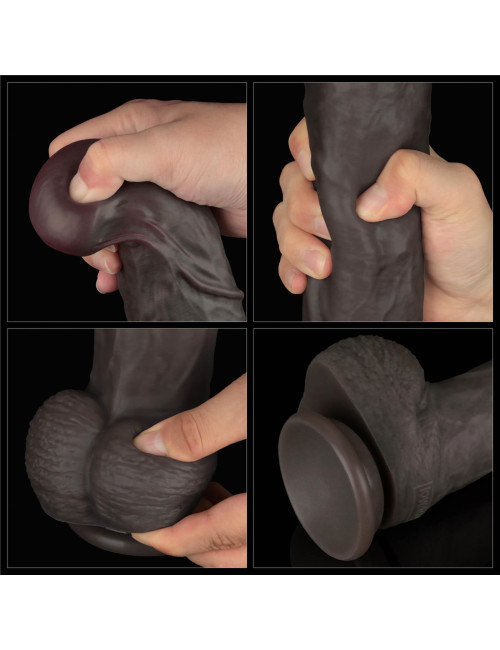 Realistyczne dildo silikonowe XXL z przyssawką LoveToy czarne
