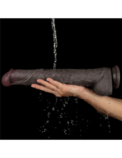 Realistyczne dildo silikonowe XXL z przyssawką LoveToy czarne