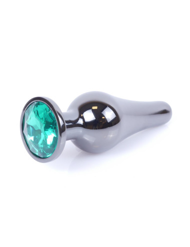 Plug-Jewellery Dark Silver BUTT PLUG- Green