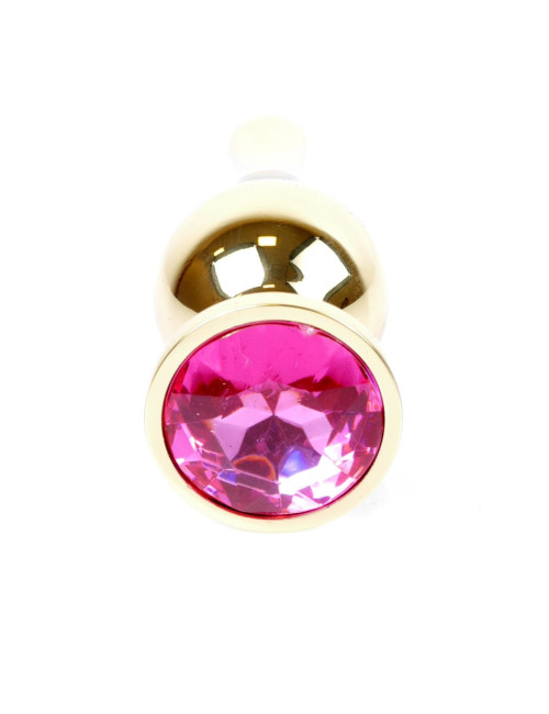 Plug-Jewellery Gold Butt Plug - Biżuteria analna ze stali nierdzewnej, elegancka ozdoba analna z diamentem, 9,5 cm