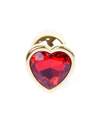 Plug-Jewellery Gold Heart PLUG Red - Biżuteria analna, Zabawki analne, Stal nierdzewna