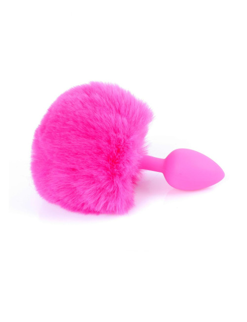 B - Series HeavyFun Plug-Jewellery Bunny Tail Pink – Silikonowy plug z ogonkiem