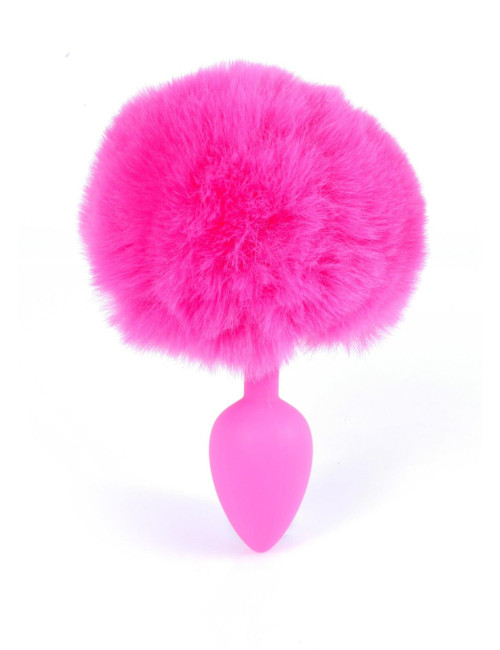 B - Series HeavyFun Plug-Jewellery Bunny Tail Pink – Silikonowy plug z ogonkiem